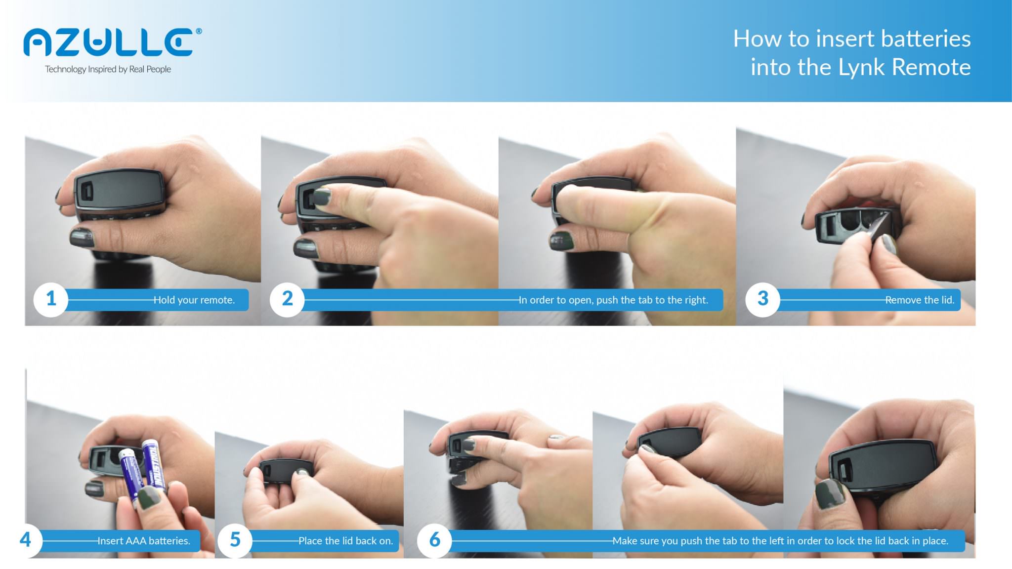 How to insert batteries into the Lynk Remote Azulle